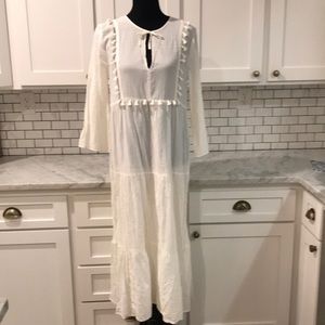 Madewell Caftan Dress Womens Medium White Laura Sheer Tiered Whimsigoth Fairy